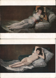 Lot of 2: "The Naked Maja / Clothed" Postcard