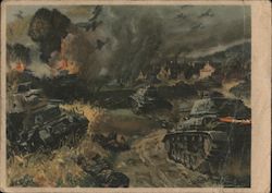 Panzer and Stuka attack Germany Postcard Postcard Postcard