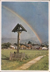 Kreuz bei Garmisch-Partenkirchen mit Regenbogen Postcard