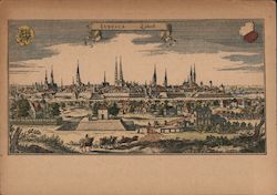 "Lubeck, Gesamtansicht" (engraving) Postcard