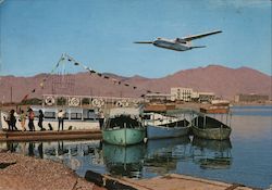 The boat pier on the Red Sea with hotels 'Eilat' and 'Queen of Sheba' in the background Israel Middle East Postcard Postcard Postcard