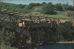 Glamortram crosses collapsing bridge Postcard