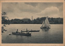 Zwickau - Swan pond with concert house 'Swan Castle' Postcard