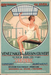 Venez nager au bassin couvert Postcard