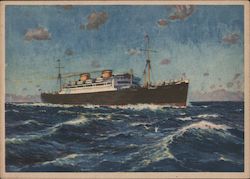 A Lone Ship on Calm Waters Postcard