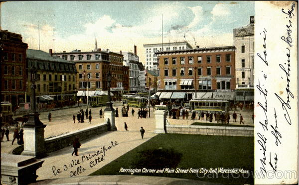 Harrington Corner and Main Street from City Hall Worcester Massachusetts