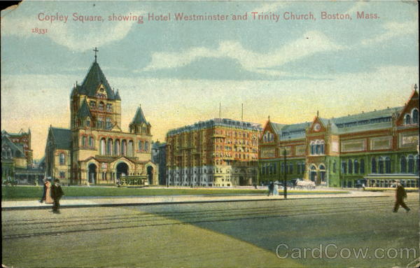 Copley Square, showing Hotel Westminster and Trinity Church Boston Massachusetts