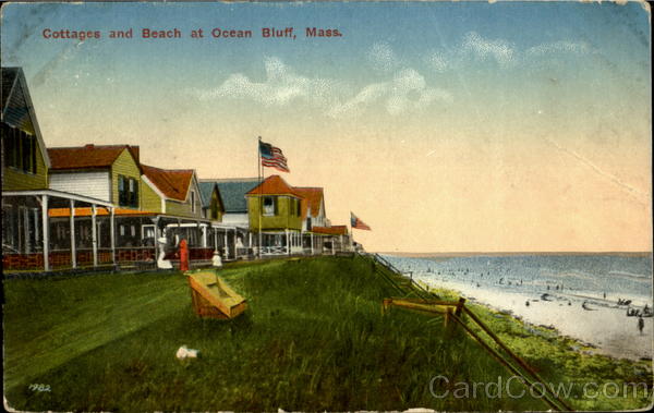 Cottages and Beach at Ocean Bluff Massachusetts