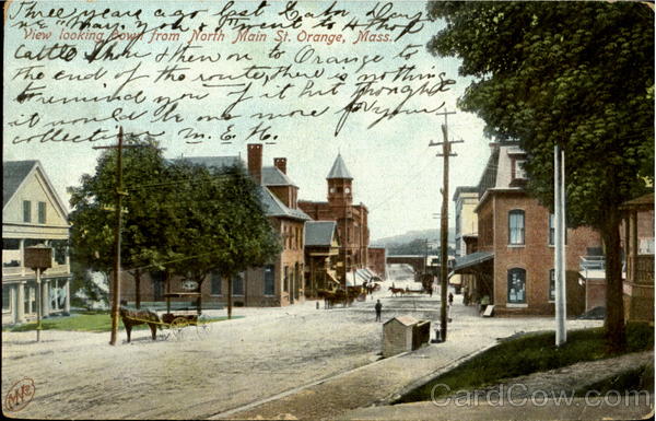 View looking down from North Main St. Orange Massachusetts