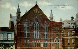 First Congregational Church Lowell, MA Postcard Postcard