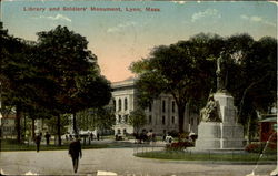 Library and Soldiers' Monument Postcard