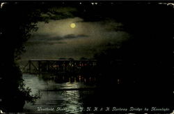 N.Y.,N.H.& H. Railway Bridge By Moonlight Westfield, MA Postcard Postcard