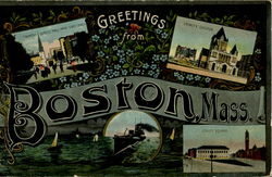 Greetings From Boston, Mass. Postcard
