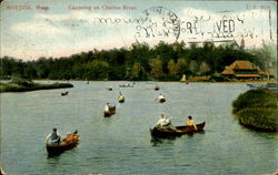 Canoeig On Charles River Postcard