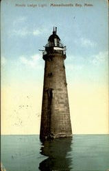 Mintos Ledge Light Scituate, MA Postcard Postcard