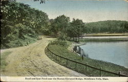 Road And Spot Pond Near The Boston Elevated Bridge Postcard