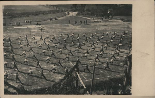 Military drill exercises in field Czechoslovakia