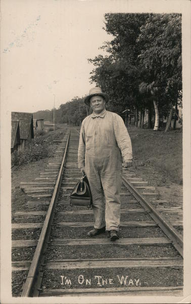 I'm on the Way - Man on Railroad Tracks Trains, Railroad