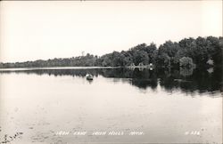 Iron Lake, Irish Hills Boat Trees Postcard