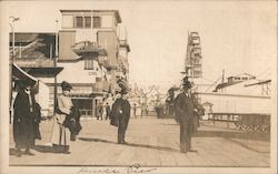 People on Venice Pier with Ferris Wheel in Background Postcard