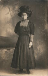 Studio Photo: Woman with Large Hat, 1910 Postcard