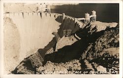 Downstream Face of Boulder Dam Postcard