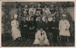 1931 Group of People, Restaurant Staff? Possibly Vegetarians Postcard