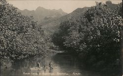 Canoers on Avana Stream in the Cook Islands Postcard