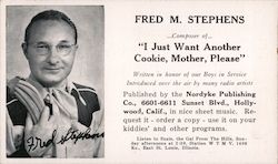 Fred Stephens, Composer of “I Just Want Another Cookie, Mother Please”. Ad for his sheet music Performers & Groups Postcard Post Postcard