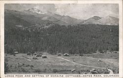 Long Peaks and Setting of Moraine Cottages Estes Park, CO Postcard Postcard Postcard