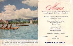 United Air Lines Mainliner Stratocruiser Hawaii Menu Card Postcard