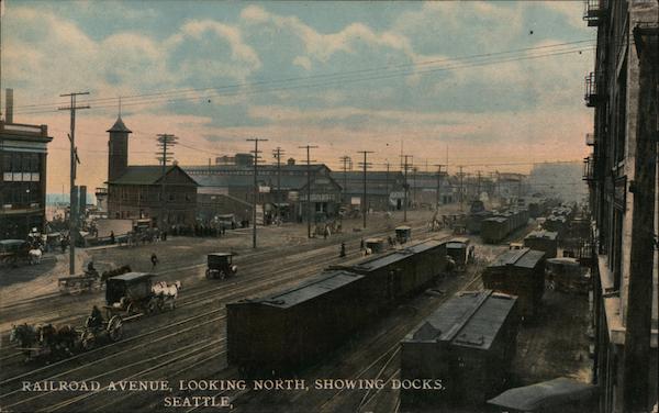 Railroad Avenue Looking North Showing Docks Seattle Washington