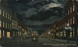 Night Scene of High Street Looking West Postcard