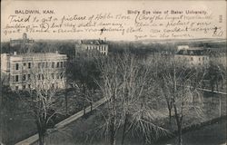 Bird's Eye View of Baker University Postcard