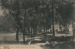 Campus Scene, Baker University Postcard