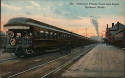 Northern Pacific Train and Depot Spokane, WA Postcard Postcard Postcard