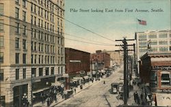 Pike Street Looking East from First Avenue Postcard