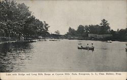 Lake with Bridge and Long Rifle Range at Cypress Hills Park, Evergreen, L.I., Chas. Richter, Prop. Postcard