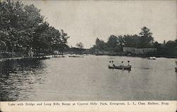 Lake with Bridge and Long Rifle Range at Cypress Hills Park, Evergreen, L.I., Chas. Richter, Prop. Brooklyn, NY Postcard Postcar Postcard
