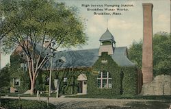 High Service Pumping Station, Brookline Water Works Postcard