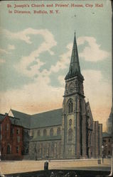 St. Joseph’s Church and Priest’s House, City Hall in Distance Postcard