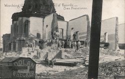 Wrecking Old City Hall and Hall of Records Postcard