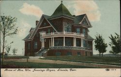 Home of Hon. Wm. Jennings Bryan Lincoln, NE Postcard Postcard Postcard