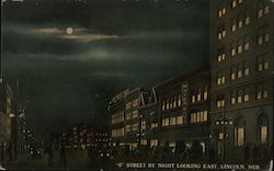 "O" Street by Night Looking East Postcard