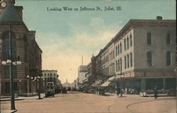 Looking West on Jefferson St Joliet, IL Postcard Postcard Postcard