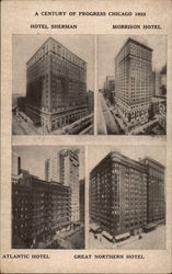 Hotels of Chicago, A Century of Progress 1933 Postcard