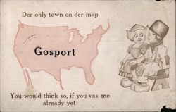 The only town on the map - Gosport, Indiana Postcard