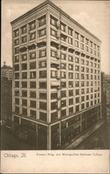 Powers Building and Metropolitain Business College Postcard