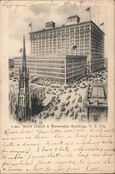 Grace Church & Wanamaker Buildings New York City, NY Postcard Postcard Postcard