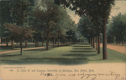 S. State St. and Campus, University of Michigan Postcard